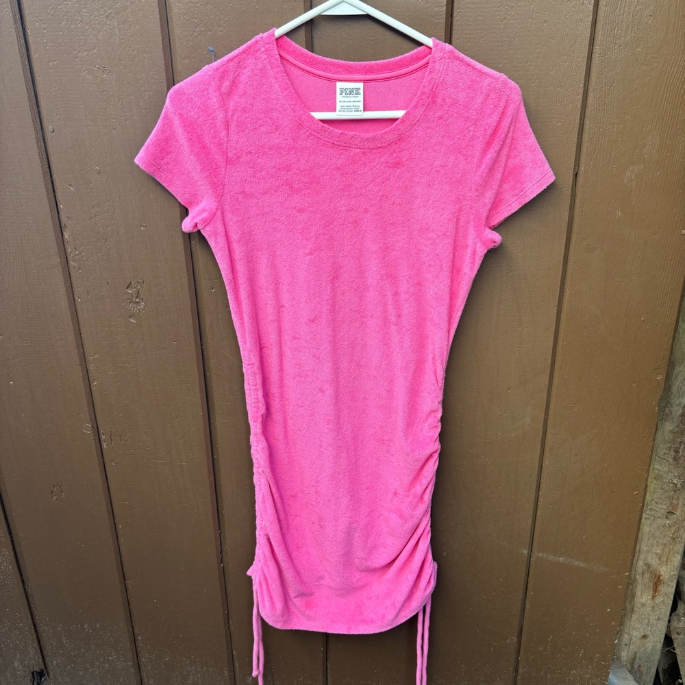 Victoria's Secret PINK Women's Beach Terry Swim Cover Ruched Dress XS